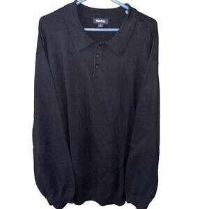 KingSize men’s black collared sweater cotton wool blend sweater NWOT 4XL